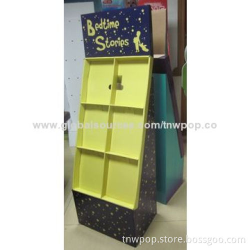 Cardboard floor display, book Stand, show different items together, customized size and design